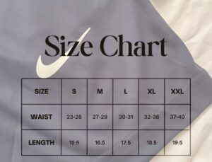 Tanked Up Shorts Size Chart